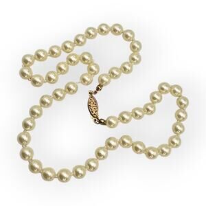 Avon Faux Pearl Gold Filigree Clasp Vintage Necklace – Classic Victorian Romance